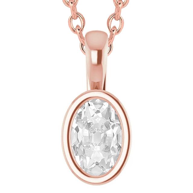 Lady's Diamant Pendant Slide 4,50 Karat Lünette Oval Old Cut Schmuck - harrychadent.ch