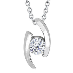 Natürliche Lünette Set 1 Karat Rundschliff Diamant-Anhänger-Halskette WG 14K