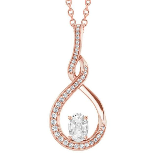 Ovale alter Bergmann Diamant Anhängerrutsche mit Kette 3 Karat Twisted Style - harrychadent.ch
