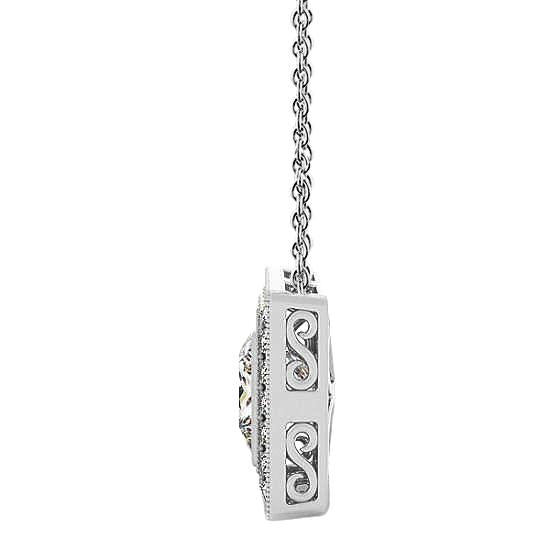 Prinzessin Runden DiamantAnhänger Halskette ohne Kette 1,50 ct. WG 14K