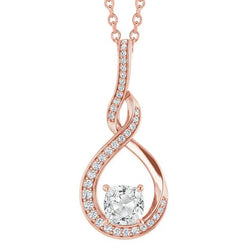 Rose Gold Diamant Slide Anhänger 3 Karat rund & Kissen Old Cut 14K