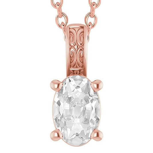 Rose Gold Solitaire Oval Old Mine Cut Dia Diamant Anhänger 5 Karat - harrychadent.ch