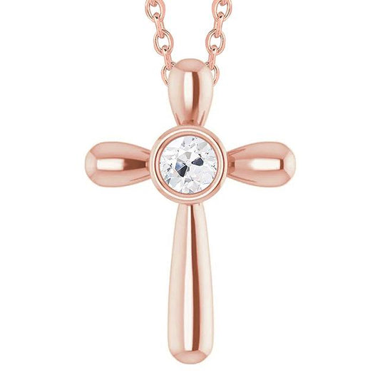 Roségold Runder Dia-Kreuz-Diamant-Anhänger 1 Karat Alter Bergmann-Schmuck - harrychadent.ch