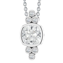 Rund & Kissen alter Bergmann Diamant Anhänger 6 Karat Schiebelünette Set