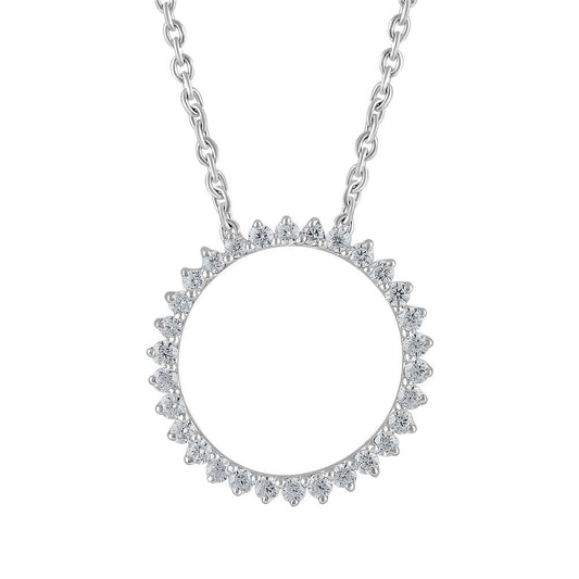 Runde Brillantform Diamant Kreis Anhänger Halskette 3 Karat WG 14K