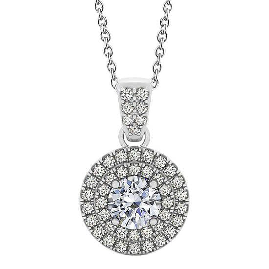 Runde Diamant-Anhänger-Halskette 1,85 Karat ohne Kette Weißgold 14K