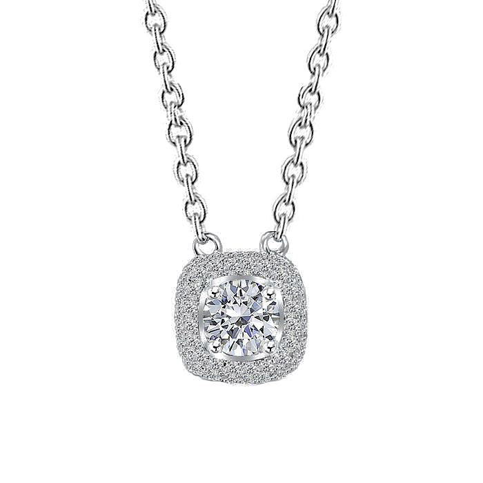 Runde Diamant-Anhänger-Halskette im Brillantschliff 1,50 Karat Weißgold 14K