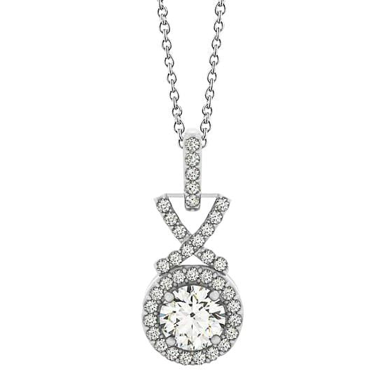 Runde Diamant-Anhänger-Halskette ohne Kette 1.50 Karat Weißgold 14K