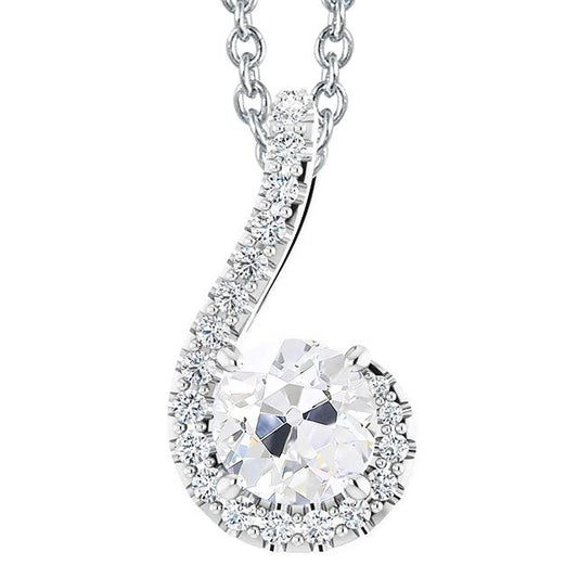 Runde Diamant-Anhänger-Schiebe-Halskette 4 Karat alter Bergmann Curved Style - harrychadent.ch