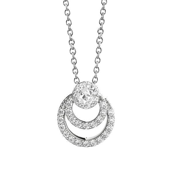 Runden & Pear Old Mine Diamant Halo Circle Anhänger 2 Karat mit Kette - harrychadent.ch