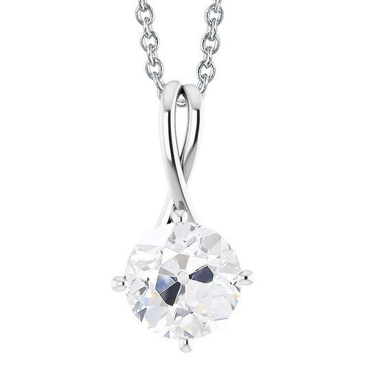 Runder Altschliff Diamant Anhänger Schmuck 2,50 Karat Krappenset - harrychadent.ch