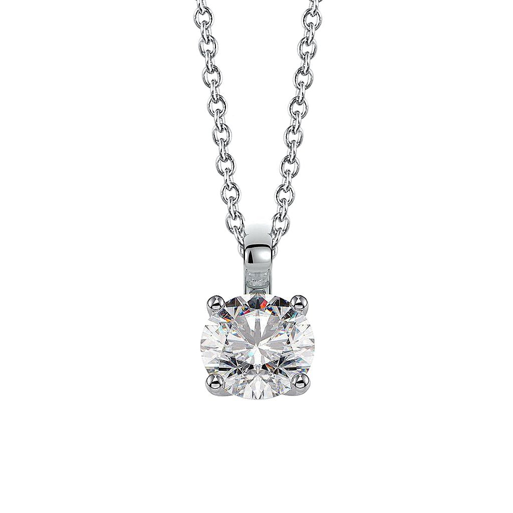 Runder Diamant G VS1 Anhänger Halskette Krappenset 1,50 Karat WG 14K