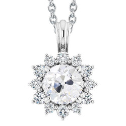 Runder Halo-Diamant-Anhänger 4,50 Karat Slide Old Cut Star Style Gold