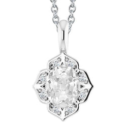 Slide Diamant-Anhänger-Halskette 5 Karat Oval alter Bergmann Flower Style