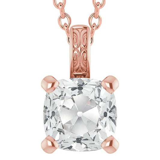 Solitaire Big Diamant Anhänger 5 Karat Kissen alter Bergmann Slide Chain - harrychadent.ch