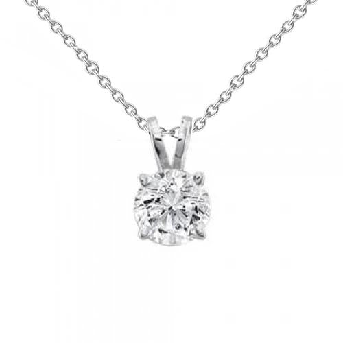 Solitaire Diamant Halskette Anhänger 0,50 Karat Weißgold Schmuck