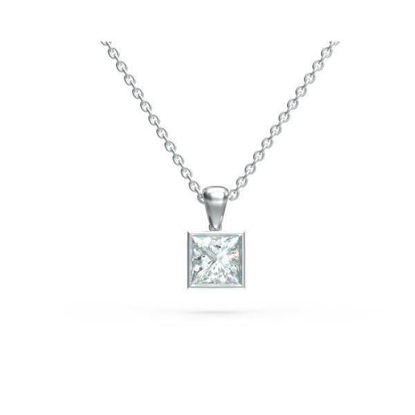 Solitaire Prinzessinnenschnitt Diamant Halskette Anhänger 1 Karat Lünette Set