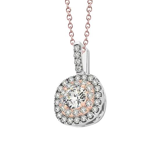 Weiß- und Roségold runder Diamant ohne Kette Anhänger 1,25 Karat Halskette Neu