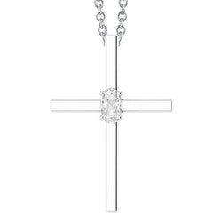 Weißgold Kreuz Diamant Anhänger Slide Halskette Oval alter Bergmann 1 Karat