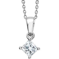 Wunderschöne 2 Karat Princess Cut Diamant Anhänger Halskette Gold Weiß 14K