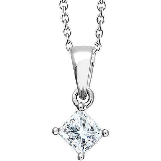 Wunderschöne 2 Karat Princess Cut Diamant Anhänger Halskette Gold Weiß 14K - harrychadent.ch