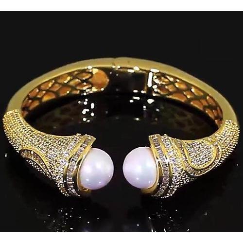 Pearl Diamant Armreif 10 mm 5 Karat Damen Gelbgold 14K - harrychadent.ch