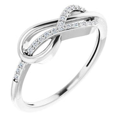 1 Karat verdrehter Diamant Infinity Ring Weißgold 14K