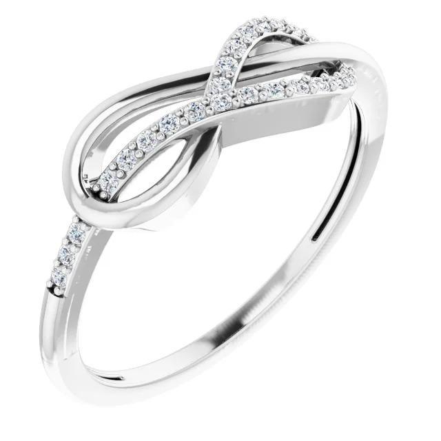 1 Karat verdrehter Diamant Infinity Ring Weißgold 14K - harrychadent.ch