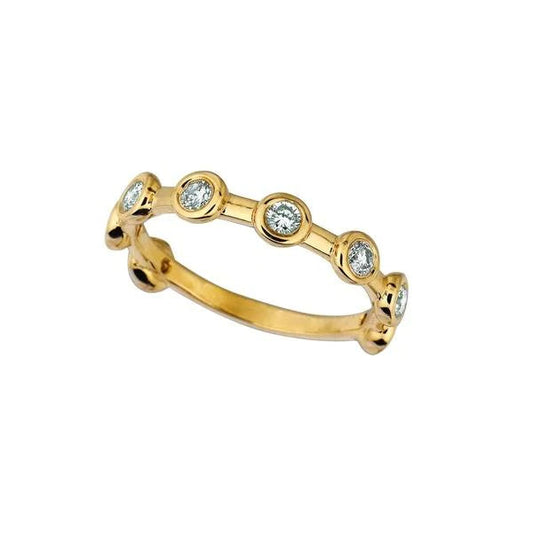 Diamant halbe Ewigkeit Bubble Ring Band 0,50 Karat Lünette Gelbgold
