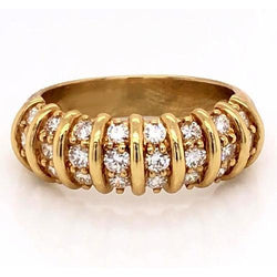 Diamantband 2 Karat Vintage-Stil Diamant Gelbgold Damen Schmuck