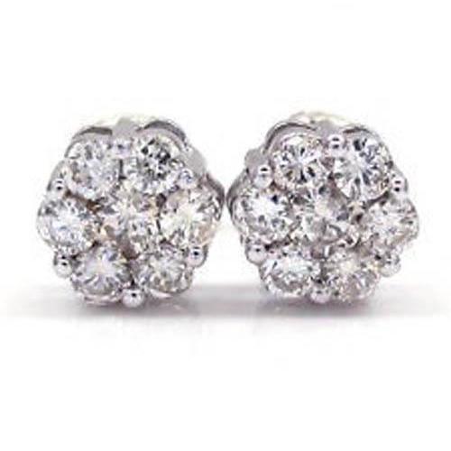 2,1 ct runder diamant-cluster-damen-ohrring 14 karat weißgold