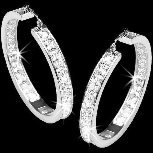 Prinzessinnenschnitt Channel Set Diamant Creolen Gold 14K 3 Karat