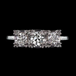 14K Gold Runder Altschliff Diamantring 3 Steine Schmuck 3,50 Karat