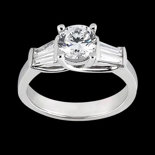 1,53 karat verlobungsring mit runden diamanten und baguette-diamanten im drei-stein-stil