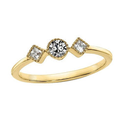 1,75 Karat Drei-Stein-Prinzessin & Runder Diamantring im alten Minenschliff