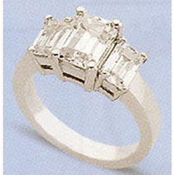 2.01 Karat Diamant Drei-Stein-Ring Smaragdschliff Schmuck Neu
