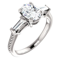 3 Stein Diamant Ring 2 Karat Vintage-Stil Damen Schmuck Neu