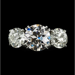 3-Stein-Ring runder alter Minenschliff-Diamant-Doppelstift-Set 6,50 Karat