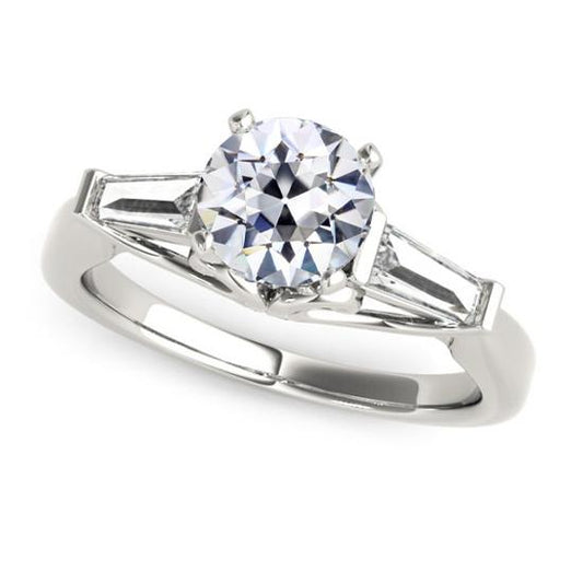 3 Steine Baguette & Runder alter Bergmann Diamantring 2,50 Karat - harrychadent.ch