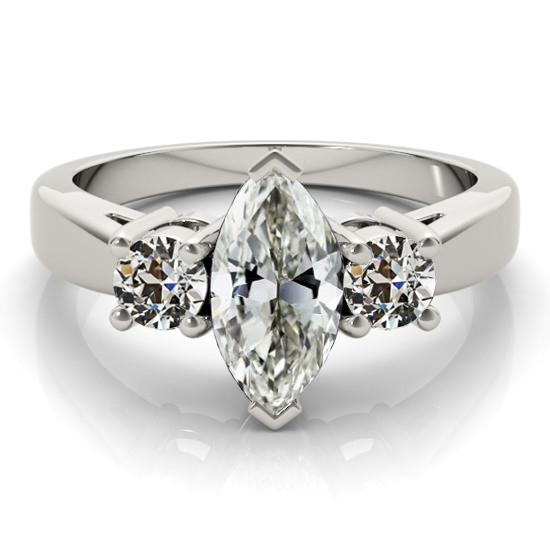 3 Steine Marquise Altschliff Diamant Ring V Krappen Korb Set 4,50 Karat - harrychadent.ch