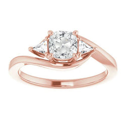 3 Steine Ringkissen Old Mine Cut Diamantring Twisted Style 4 Karat