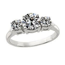 3 Steine runder Altschliff-Diamant-Ring-Korb-Set 14K Gold 3,50 Karat