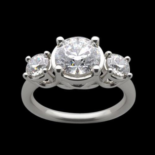 4 Karat Lucida-Diamant-Drei-Steine-Ring-Verlobungs-Weißgoldschmuck