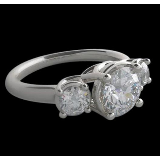 4 Karat Lucida-Diamant-Drei-Steine-Ring-Verlobungs-Weißgoldschmuck