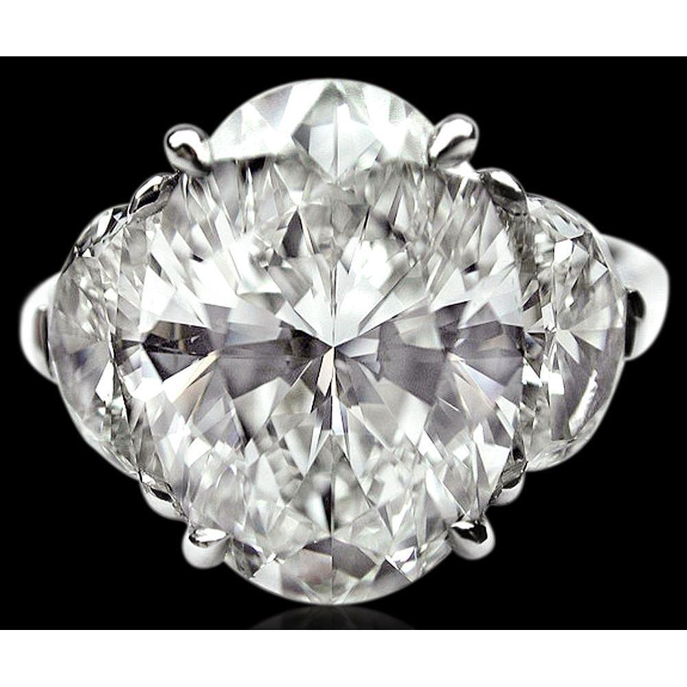 9 Karat Oval Diamanten Drei Steine Ehering Weißgold 14K
