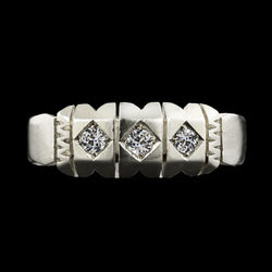 Antik-Stil 3-Stein-Verlobungsring Alter Minenschliff Diamant 0,75 Karat