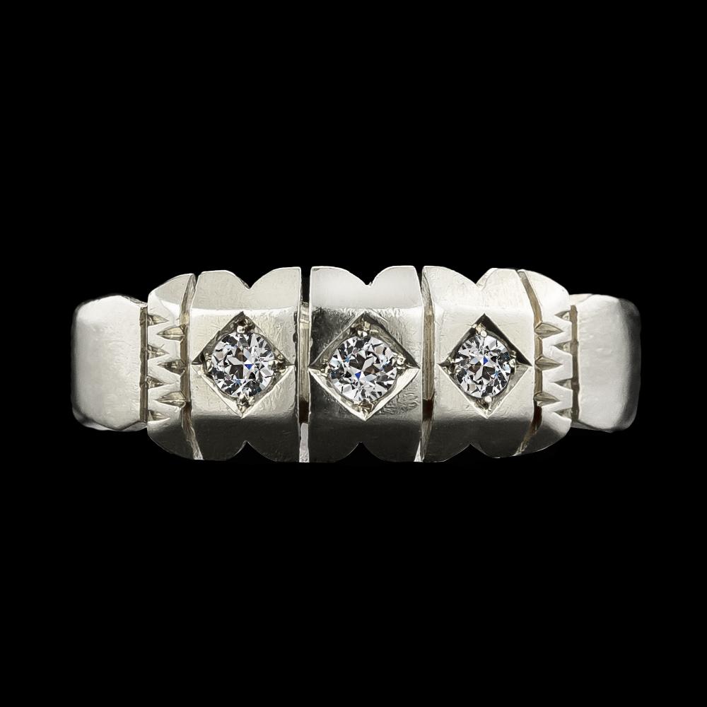 Antik-Stil 3-Stein-Verlobungsring Alter Minenschliff Diamant 0,75 Karat - harrychadent.ch