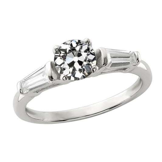 Baguette & Rund alter Bergmann Diamant 3 Steine Ring Bar Set 2 Karat - harrychadent.ch