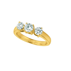 Diamant 3 Steine Ring 1 Karat 14K Gelbgold Schmuck Neu