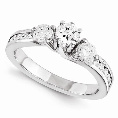 Diamant-Verlobungsring mit drei Steinen 1,95 Karat 14K Weißgold
